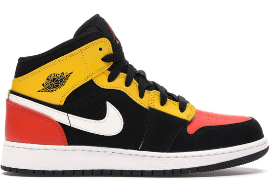 Jordan 1 Mid Black Amarillo Team Orange (GS)